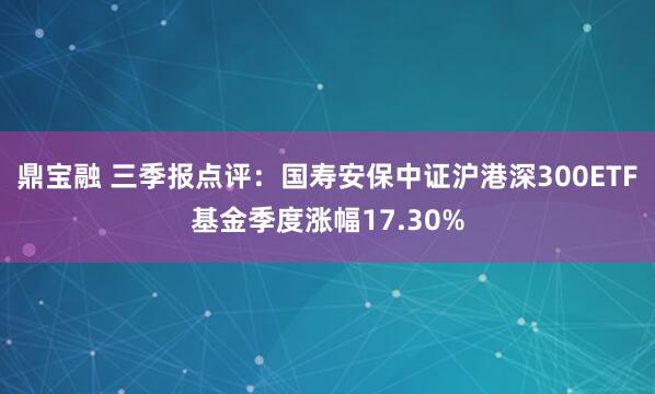 鼎宝融 三季报点评:国寿安保中证沪港深300ETF基金季度涨幅17.30%