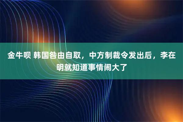 金牛呗 韩国咎由自取，中方制裁令发出后，李在明就知道事情闹大了