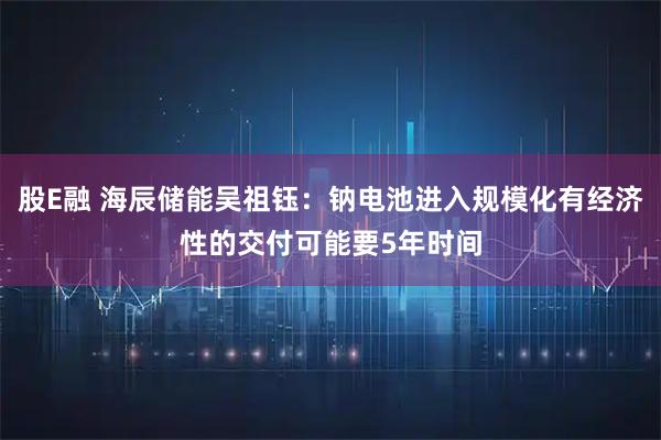股E融 海辰储能吴祖钰：钠电池进入规模化有经济性的交付可能要5年时间